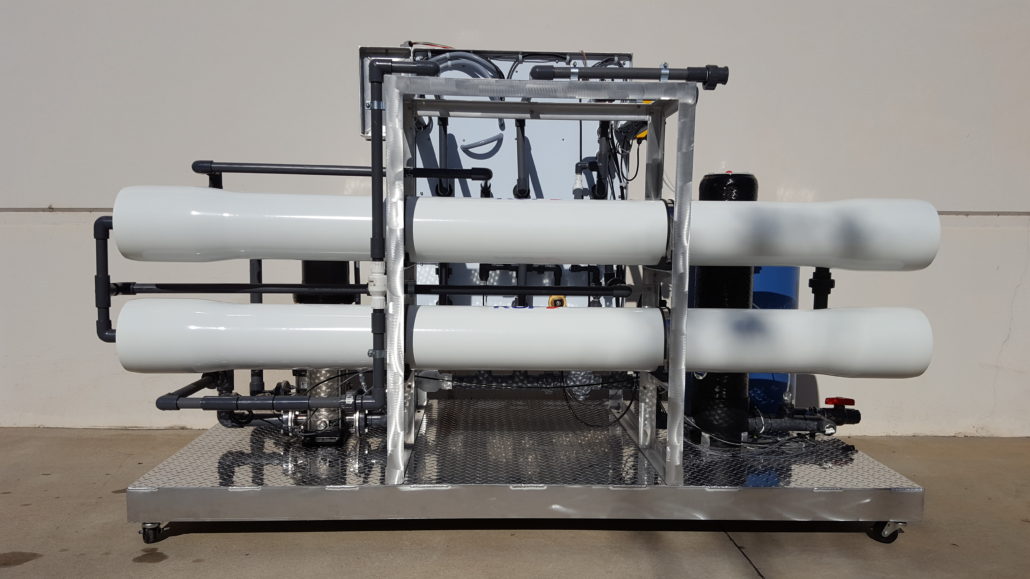 large commercial reverse osmosis water filtration system display back side