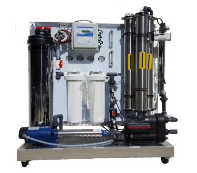 commercial reverse osmosis water filtration system display on wheels
